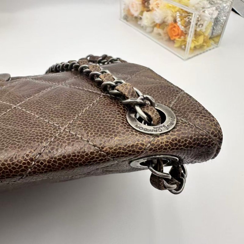 Chanel CF M Size 荔枝紋牛皮 做舊風格機場袋-13