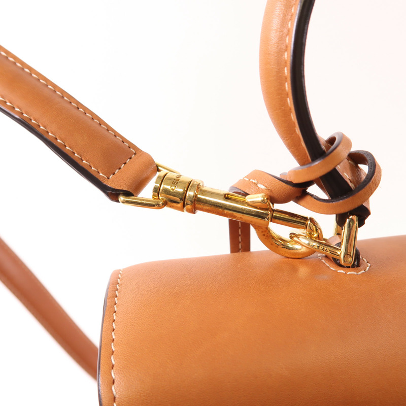 CELINE 帆布/牛皮皮革Classique 16金扣手挽肩背兩用袋-11