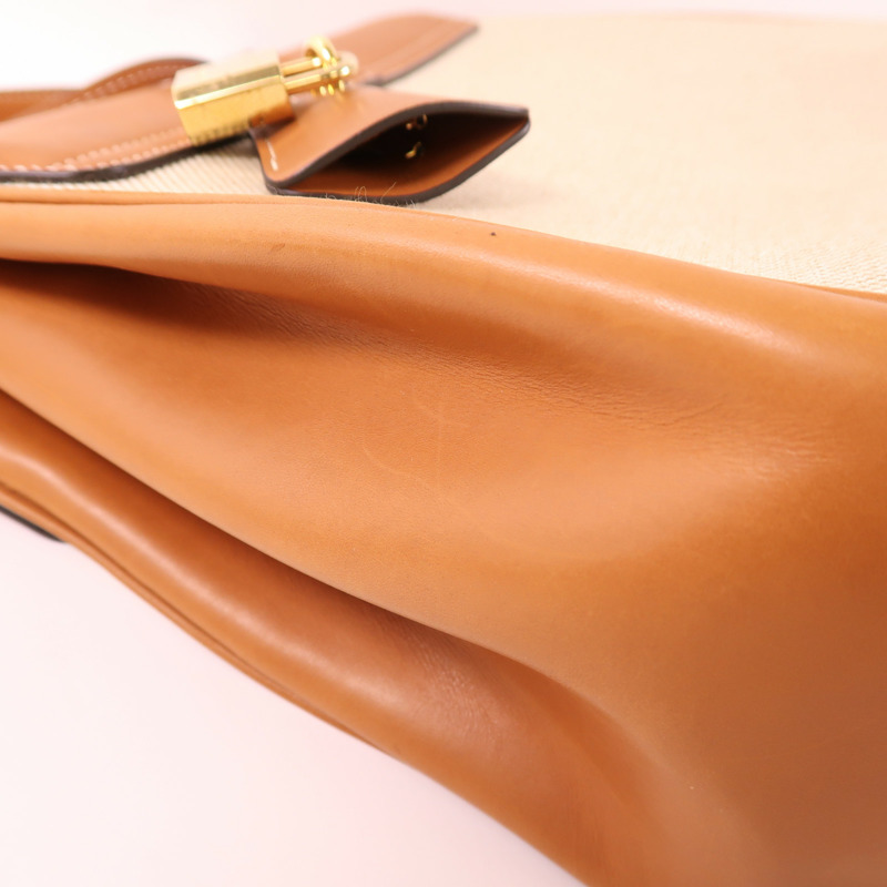 CELINE 帆布/牛皮皮革Classique 16金扣手挽肩背兩用袋-21