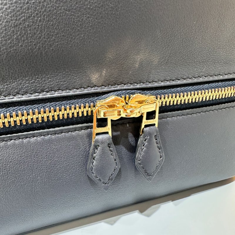 Hermes/愛馬仕 bolide secret 保齡球bolide 限量盒子包 16年款 寶石藍色金扣-6