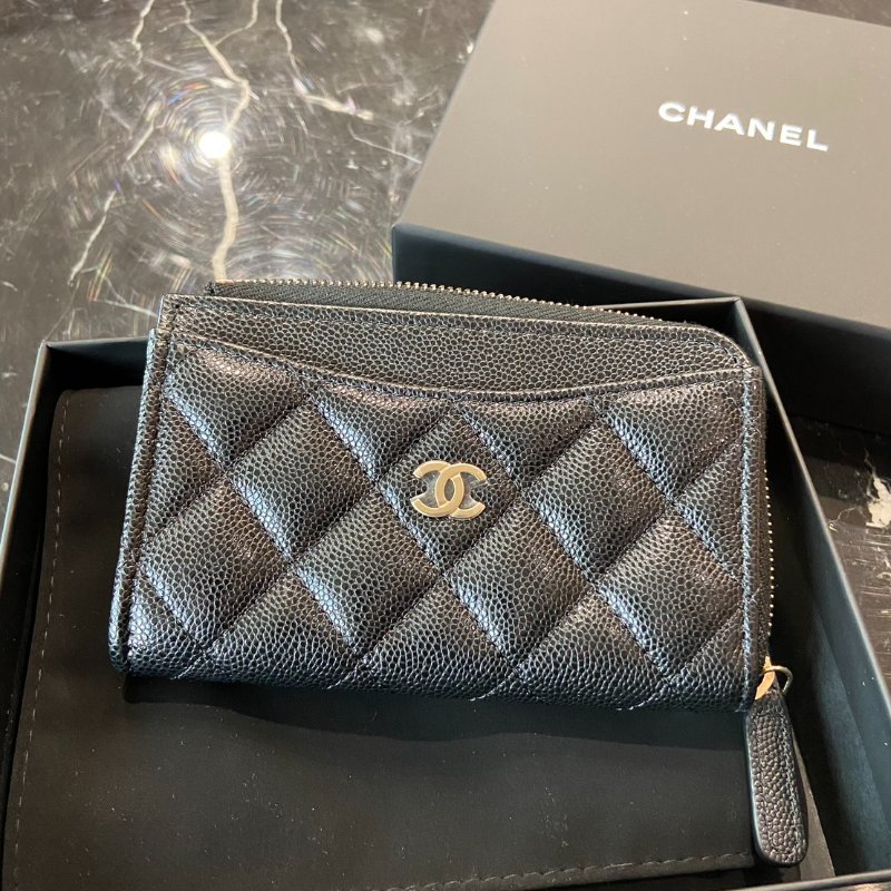 【Chanel AP3179 拉鍊卡片夾】黑金閃亮Caviar｜經典必收入門款・Nuyouh Boutique 全新正品-0