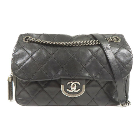 CHANEL 羊皮皮革Shoulder Bag銀扣鏈帶肩背袋