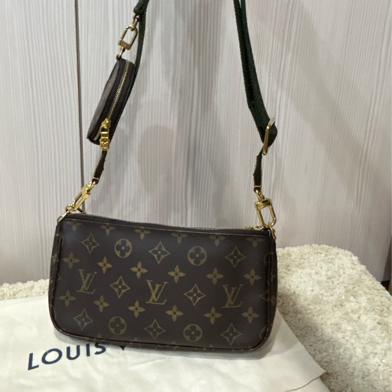 Louis Vuitton lv 深綠色背帶五合一麻將包-10