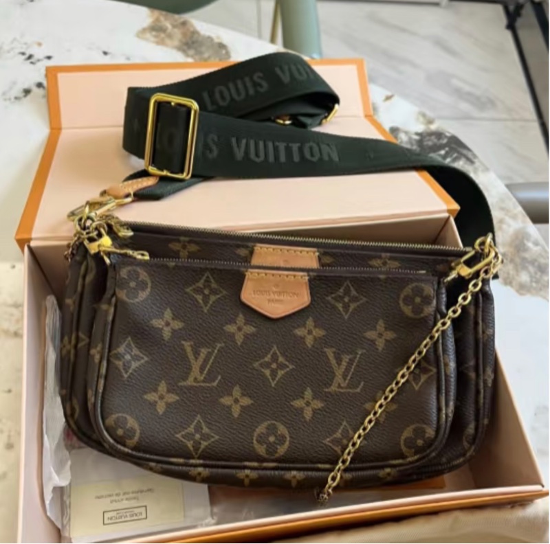 Louis Vuitton lv 深綠色背帶五合一麻將包-15