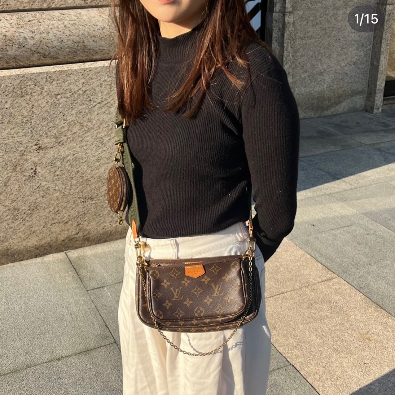 Louis Vuitton lv 深綠色背帶五合一麻將包-18