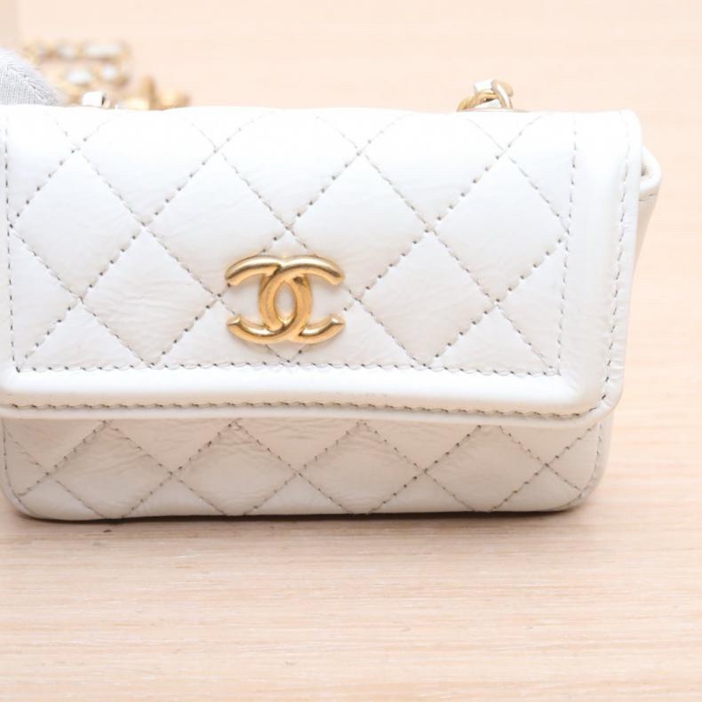 CHANEL(香奈兒) 白色 30開 金扣 超MINI 鏈條包卡片包 10CM-5