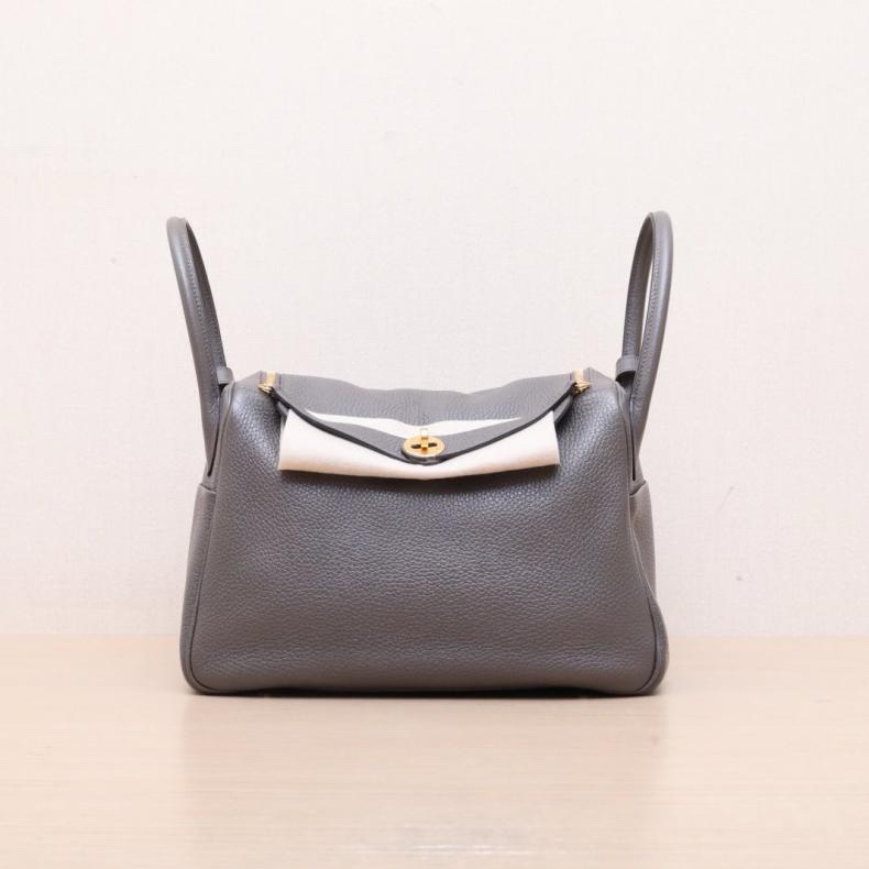 HERMES(愛馬仕) Lindy 30 8F錫器灰 TC皮 A刻 金扣-0