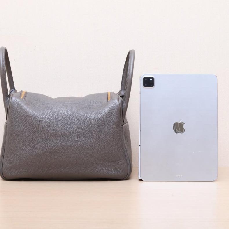 HERMES(愛馬仕) Lindy 30 8F錫器灰 TC皮 A刻 金扣-2