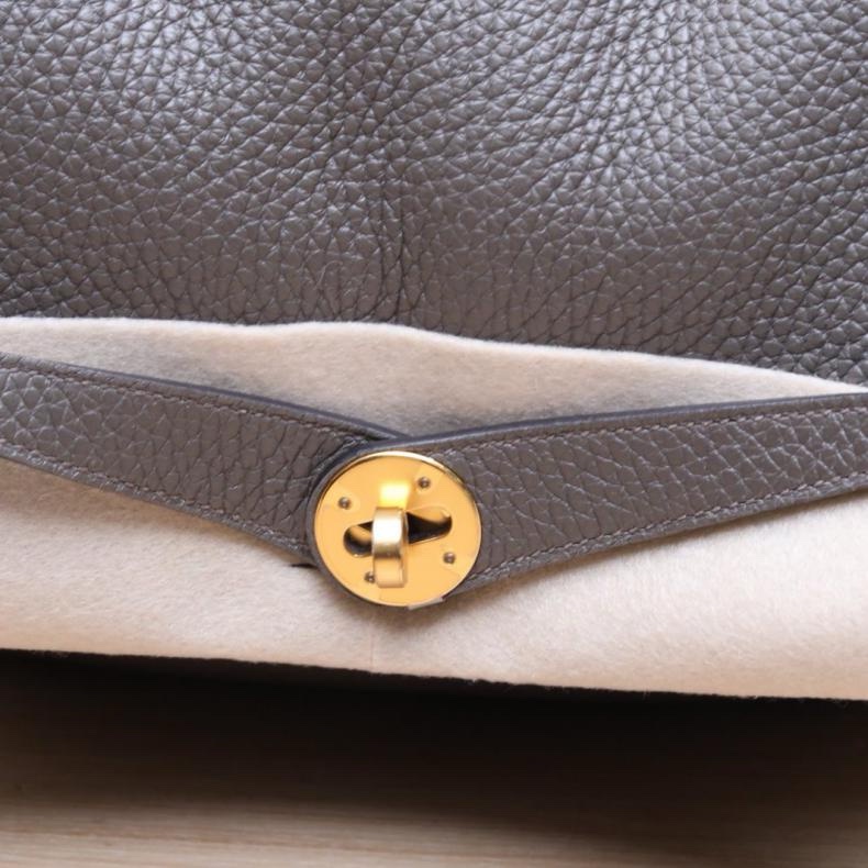 HERMES(愛馬仕) Lindy 30 8F錫器灰 TC皮 A刻 金扣-5