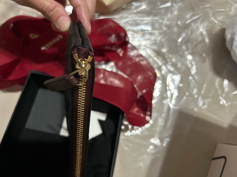 全新 Chanel 一字拉鏈零錢包 (小牛皮)-3