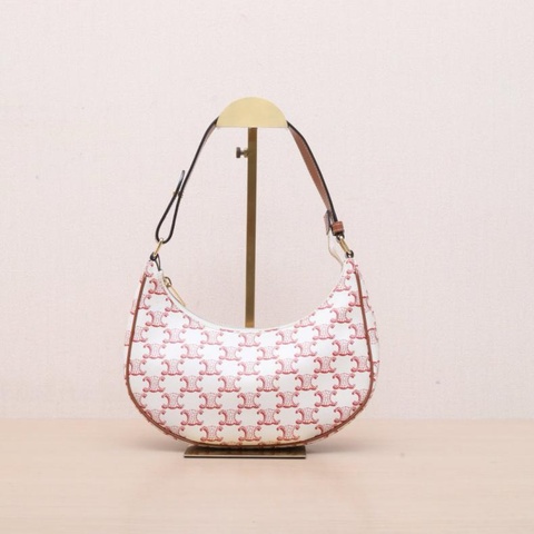 CELINE(思琳) AVA 豌豆包 腋下包 中號 凱旋門印花 白色 PVC 金扣