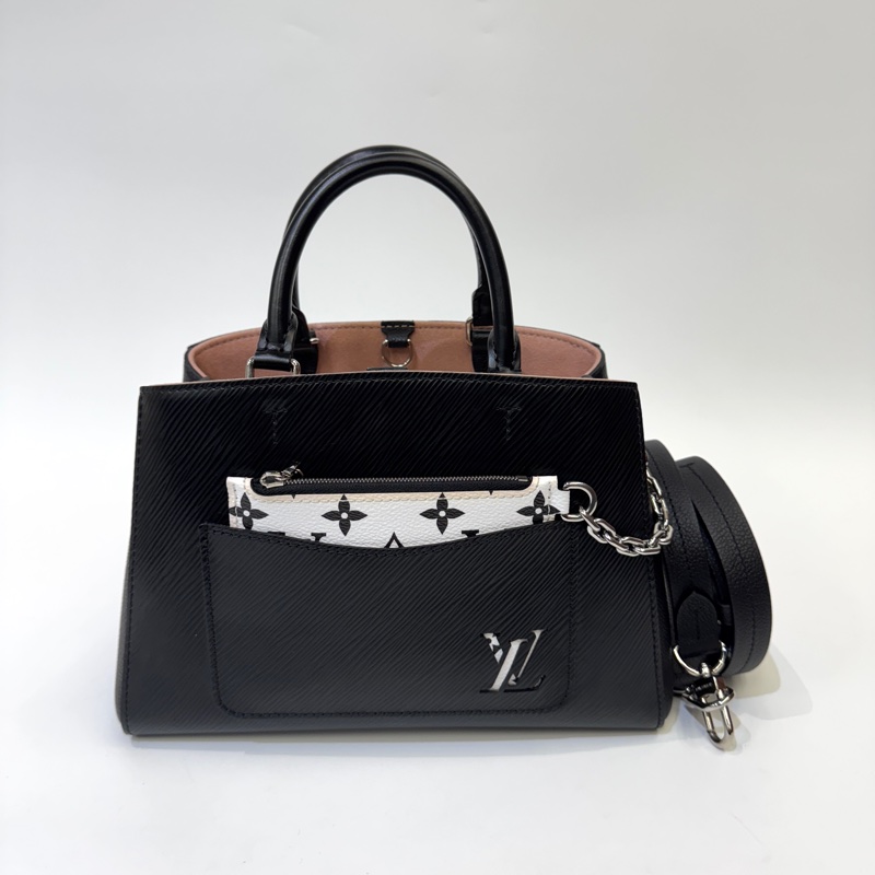 LV Marelle Tote BB 黑EPI銀釦二合一-0
