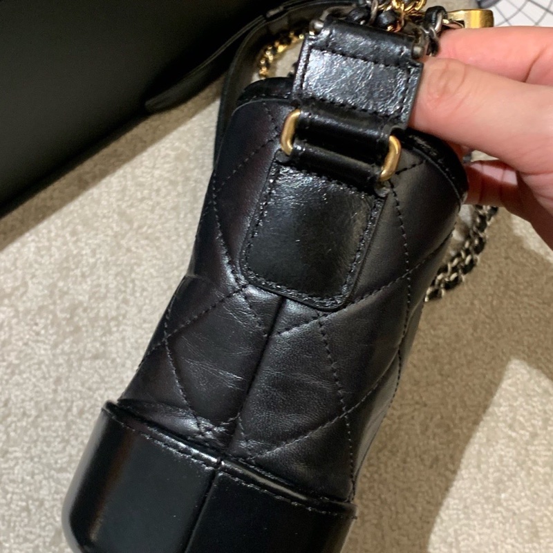 成色超好！Chanel 香奈兒 黑色經典牛皮流浪包 小號 25開保卡-4