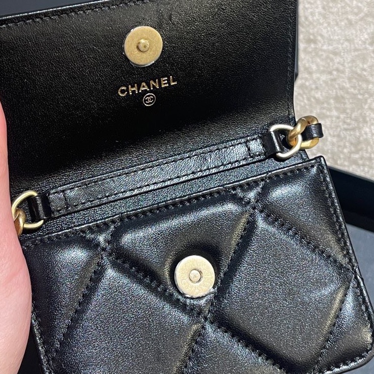 Chanel 香奈兒 19系列黑金羊皮鏈條 單肩斜挎腰包 芯片款!-4