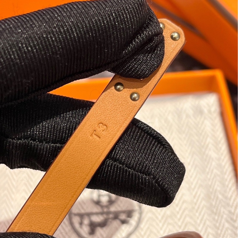 Hermes 愛馬仕 金棕色 雙層皮手環-4