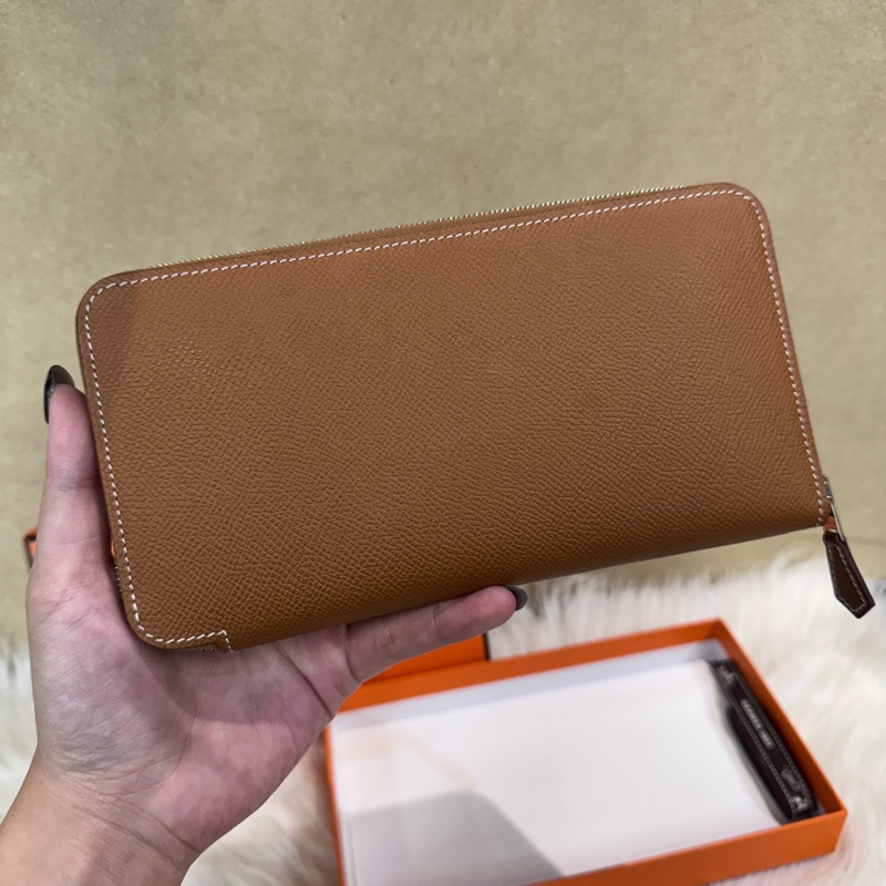 Hermes 金棕銀Evercolor絲巾長夾 離櫃品❤️-2