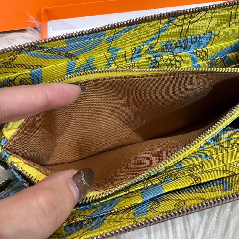 Hermes 金棕銀Evercolor絲巾長夾 離櫃品❤️-8