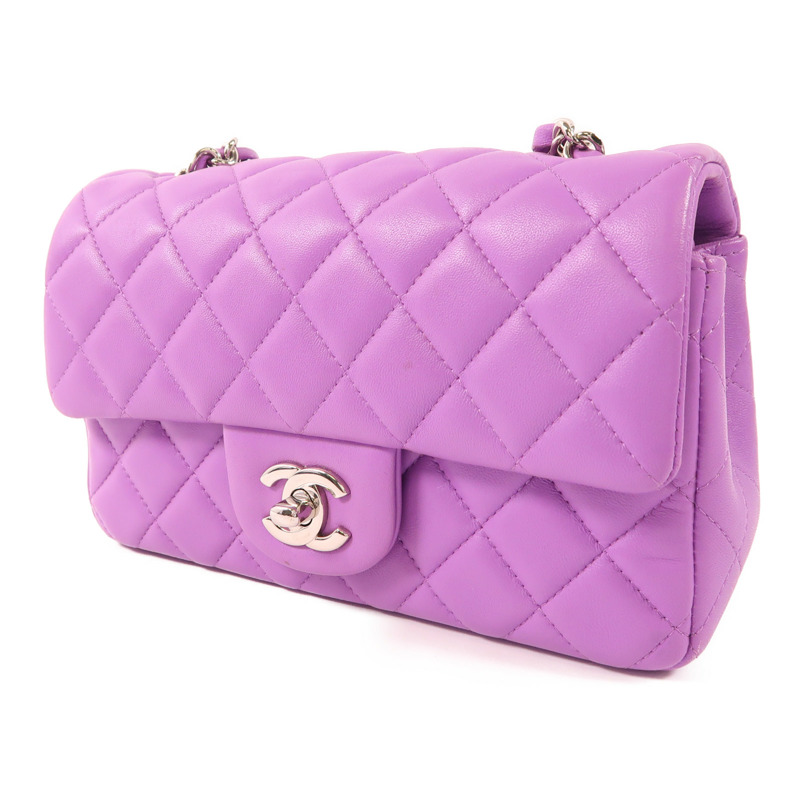CHANEL 羊皮皮革Mini Cassic 20銀扣鏈帶肩背袋-2