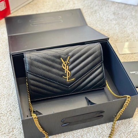 99新全配🈶️購證❤️大號ysl #黑金 #荔枝皮 #woc #鏈條包