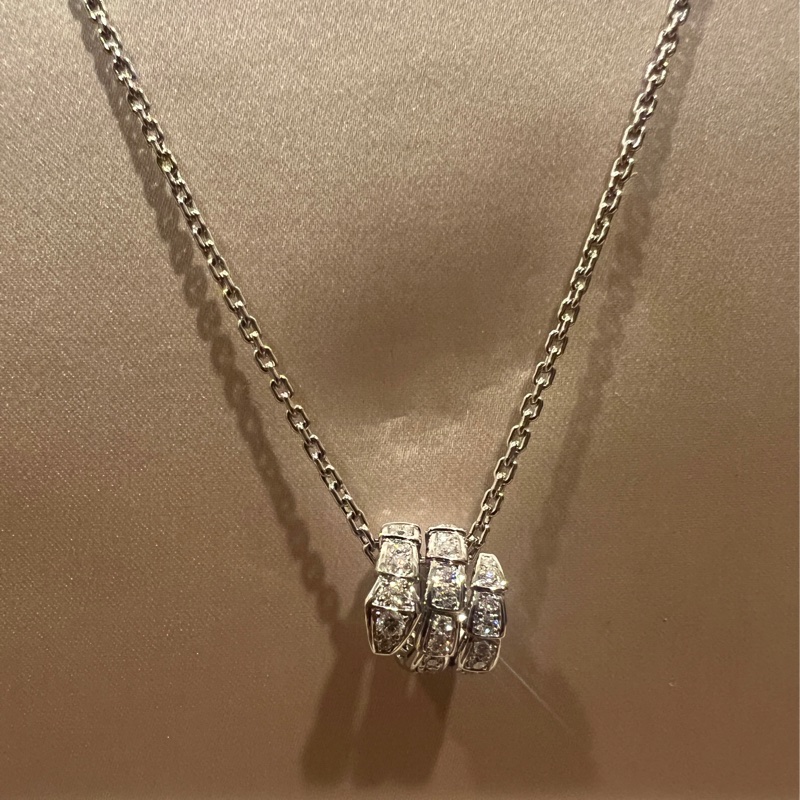 4折寶格麗SERPENTI VIPER 項鏈（白金/鑽石）-0