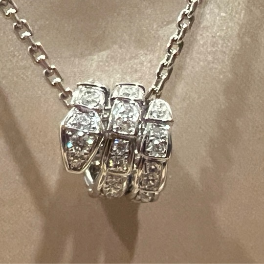 4折寶格麗SERPENTI VIPER 項鏈（白金/鑽石）-4