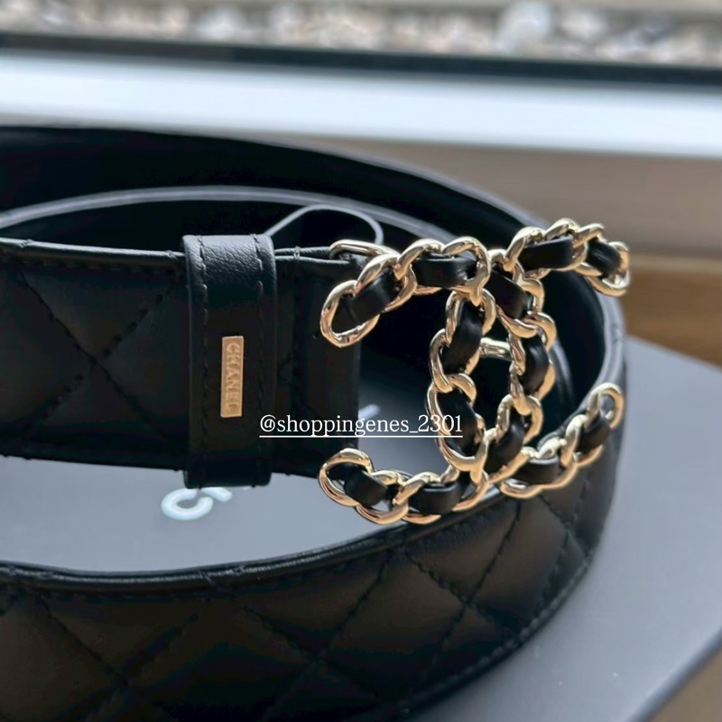 香奈兒 Chanel 全新品 經典款穿皮鍊皮帶 75尺寸-0
