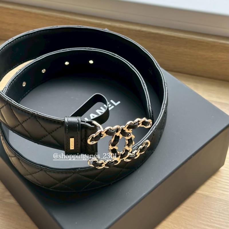 香奈兒 Chanel 全新品 經典款穿皮鍊皮帶 75尺寸-1