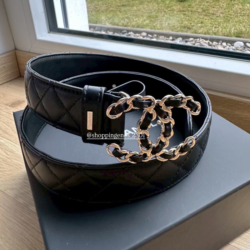香奈兒 Chanel 全新品 經典款穿皮鍊皮帶 75尺寸-2