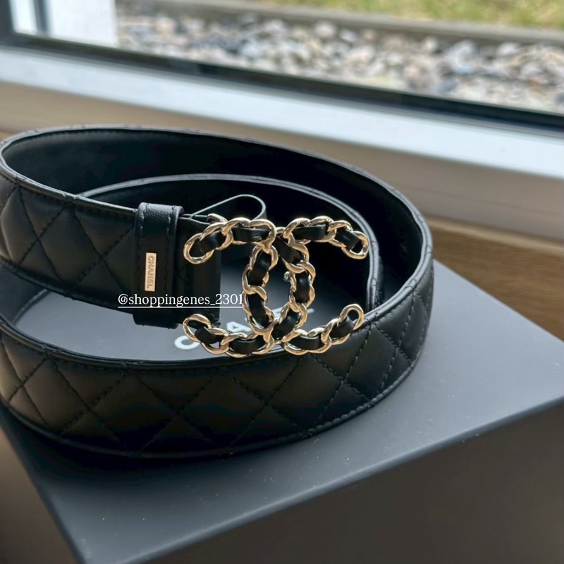 香奈兒 Chanel 全新品 經典款穿皮鍊皮帶 75尺寸-3