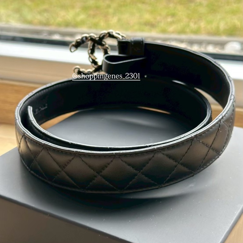 香奈兒 Chanel 全新品 經典款穿皮鍊皮帶 75尺寸-4