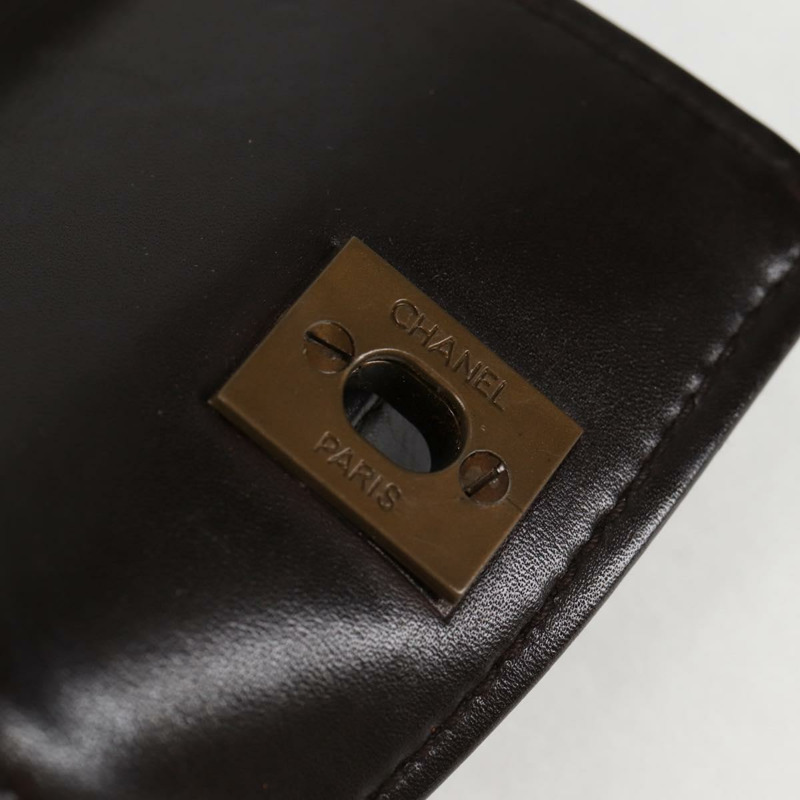 【日本直送】香奈兒雙色手提包小羊皮棕色 CC 正品 PP424-18