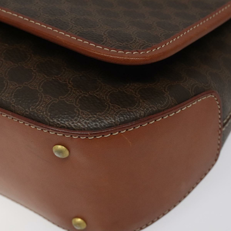 【日本直送】CELINE Macadam帆布肩背包 PVC皮革 棕色 金色 正品 sw497-8