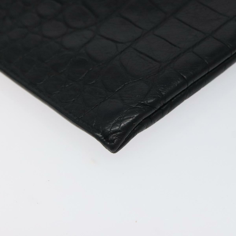 【日本直送】SAINT LAURENT 手拿包 皮革 黑色 銀色 正品 sw455-15