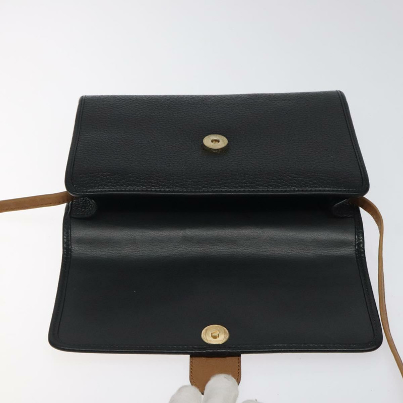 【日本直送】Christian Dior 肩背包 皮革 黑色 棕金色 正品 BA1582-10