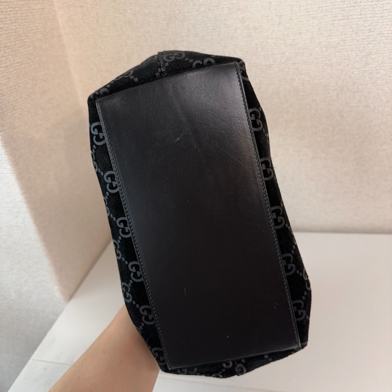 GUCCI 古馳  麂皮 / 真皮 黑色 單肩包-6