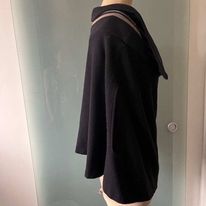 🖤 Y-3 山本耀司 Vintage 立領斗篷式披肩|羊毛質感|黑色|美國購入-1