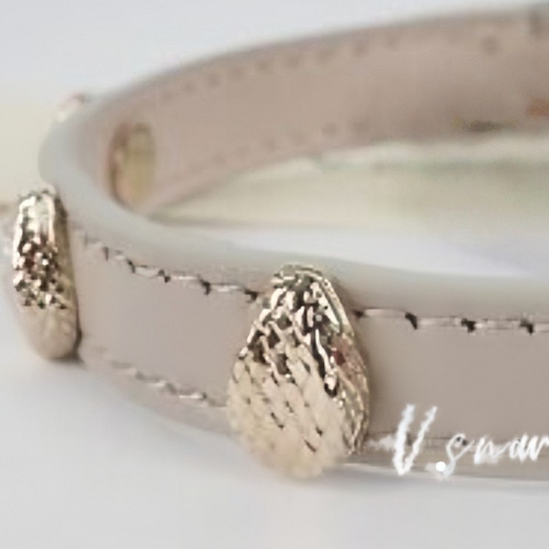 BVLGARI 淡金蛇頭羊皮手環-1