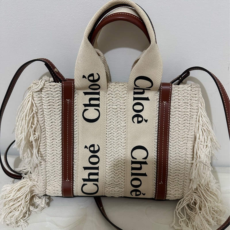 Chloé Woody系列，限量波西米亞風針織流蘇斜背包-0