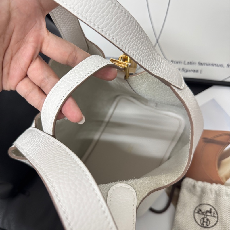 全新✨Hermes picotin 18 灰白色 金扣-6