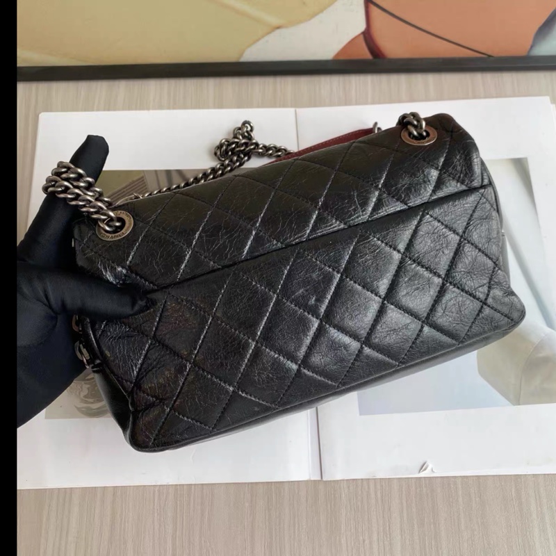 Chanel • 孟買系列 經典Cf 25 黑銀油蠟牛皮鏈條包-6