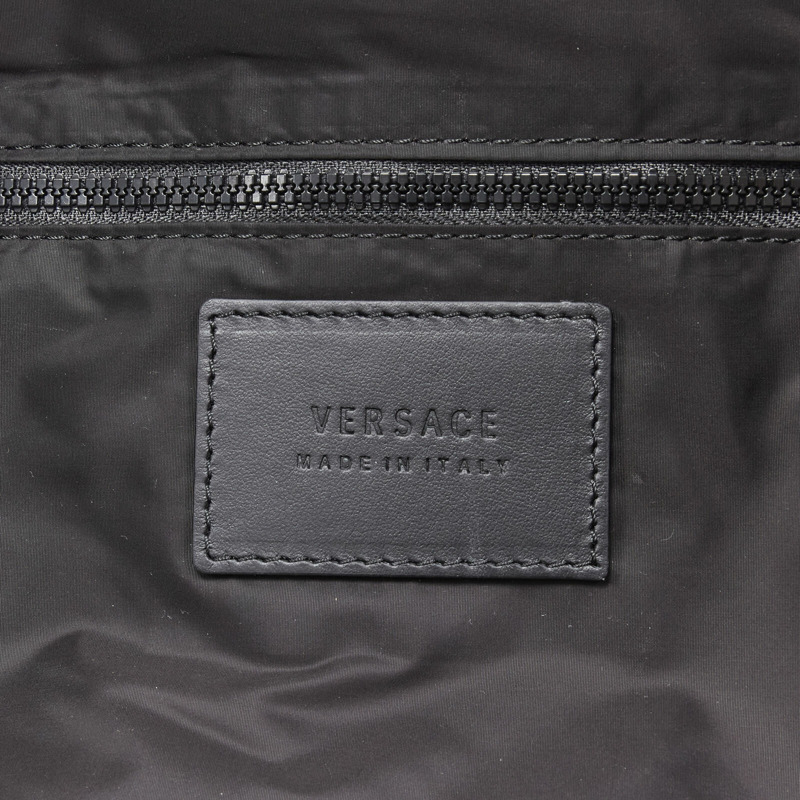 VERSACE 1990s Vintage Box Logo blue nylon Greca strap backpack-9