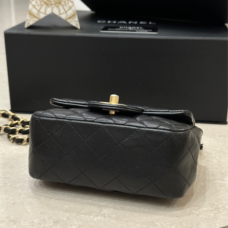 Chanel cf17黑金方胖子 99新帶膜閒置 全配🔥櫃上一包難求包王-14