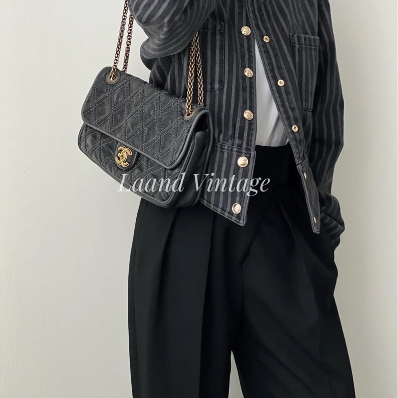 99新全配🈶️購證❤️ 香奈兒 #黑金 #牛皮 #外縫線 #cf 中號-3