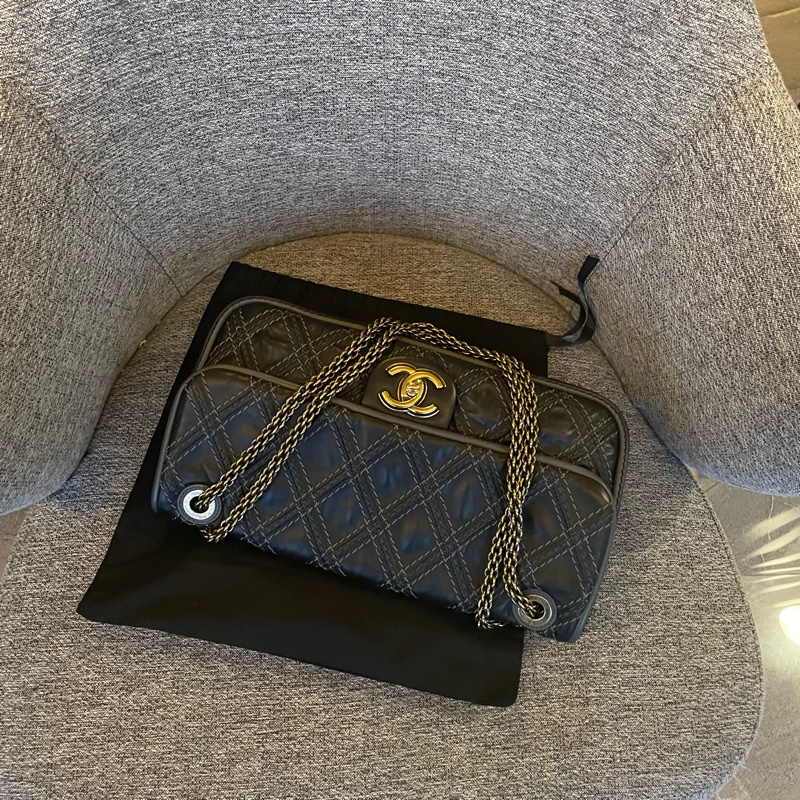99新全配🈶️購證❤️ 香奈兒 #黑金 #牛皮 #外縫線 #cf 中號-13
