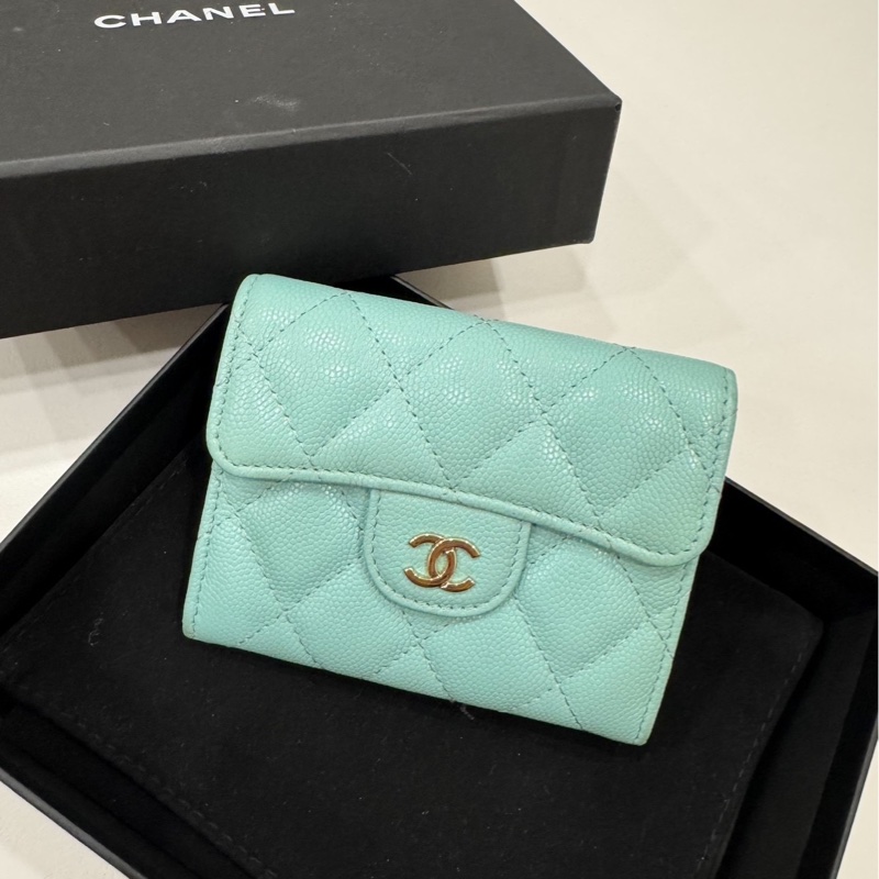 chanel 香奈兒 tiffany藍 信用卡卡夾 卡夾 皮夾 皮包 短夾 錢包 零錢包-0