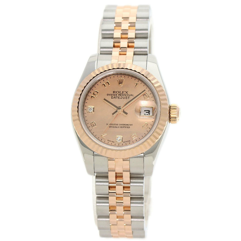 勞力士 179171N2BR Datejust 2P 鑽石金粉腕錶不鏽鋼 SSxK18PG 永恆玫瑰金女款勞力士-0