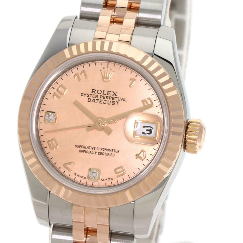 勞力士 179171N2BR Datejust 2P 鑽石金粉腕錶不鏽鋼 SSxK18PG 永恆玫瑰金女款勞力士-2