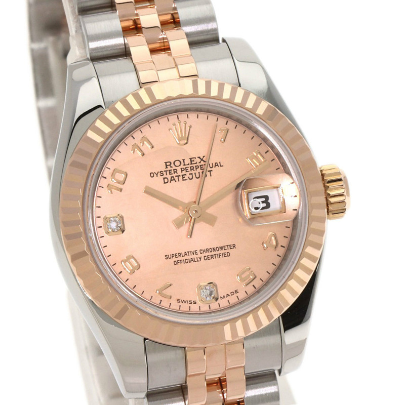 勞力士 179171N2BR Datejust 2P 鑽石金粉腕錶不鏽鋼 SSxK18PG 永恆玫瑰金女款勞力士-3