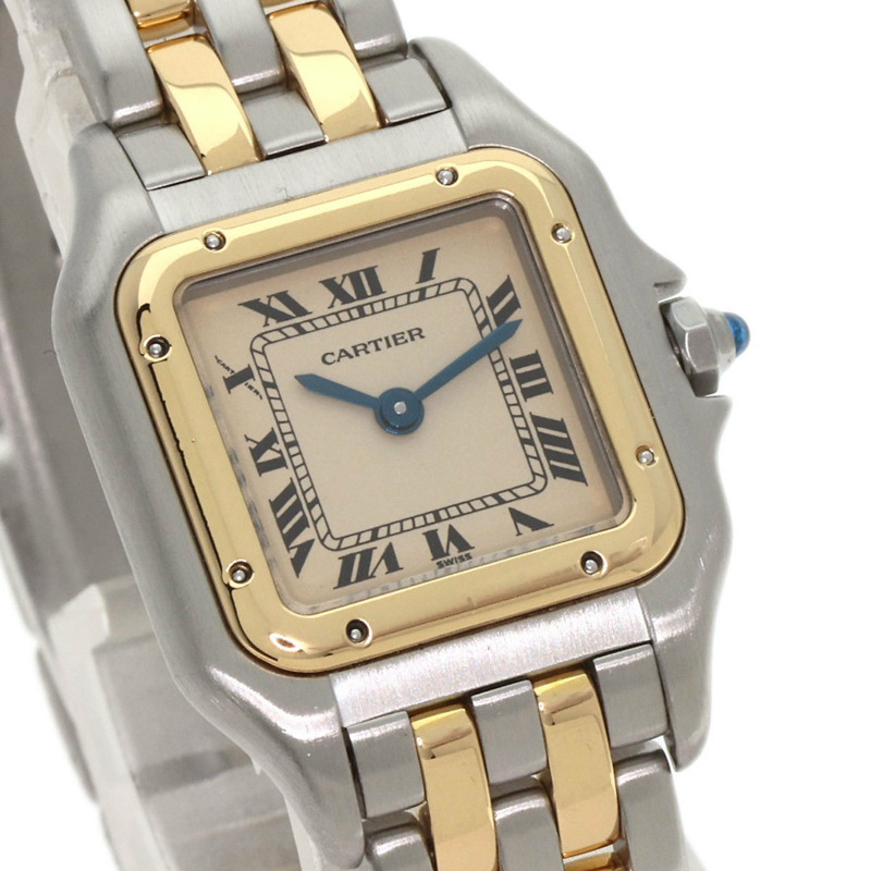 卡地亞 W25029B6 Panthere SM 2 Row 腕錶 不鏽鋼 SSxK18YG 女款 CARTIER-3