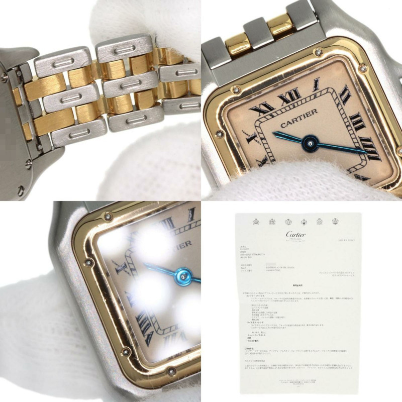 卡地亞 W25029B6 Panthere SM 2 Row 腕錶 不鏽鋼 SSxK18YG 女款 CARTIER-9